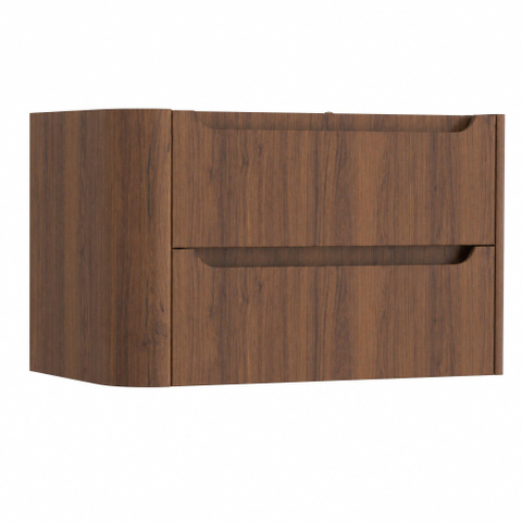H&R Badmeubelen Juice Meuble sous vasque - 80x45x50cm - angle gauche arrondi - 2 tiroirs - poignée intégrée - Chêne foncé SW1489075