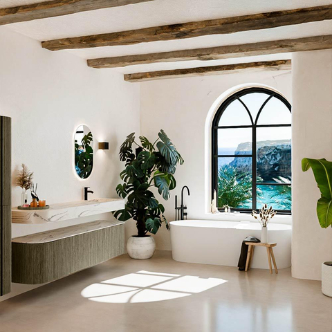MONDIAZ THOR-DLUX 190cm meuble de salle de bains arrondi gauche + droite couleur Shadow avec 2 tiroirs et 2 portes. Vasque suspendue CLOUD Droite 1 trou de robinet couleur Nata. SW1466786