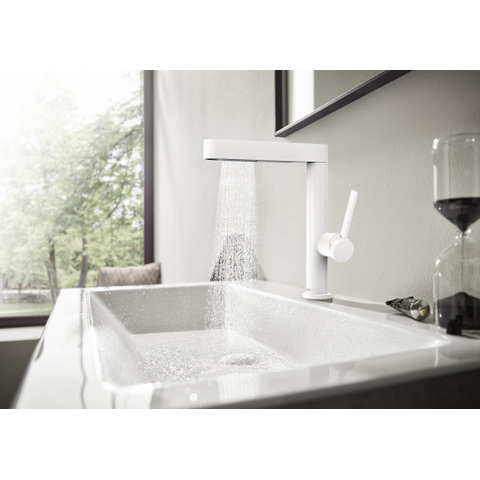Hansgrohe Finoris Wastafelkraan - 230 - 2jet - met uittrekbare vuistdouche plug - mat wit SW651588