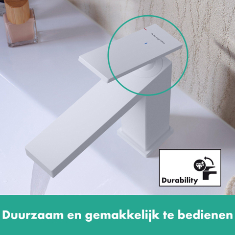 Hansgrohe Tecturis E Wastafelmengkraan - zonder afvoer - coolstart - 14.4cm uitloop - mat wit SW918715