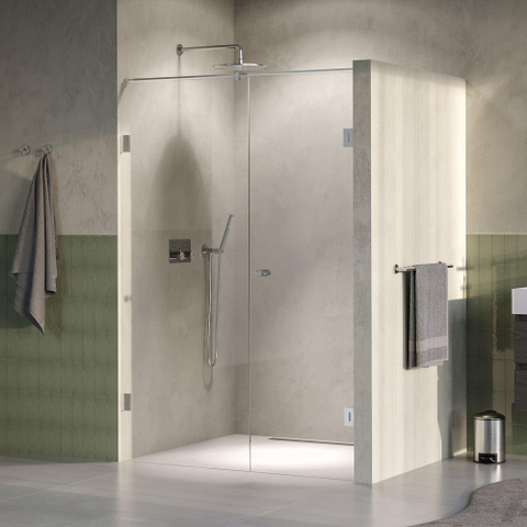 BRAUER Void Carving porte de douche - 140x200cm - porte pivotante 70cm côté mur - PVD - inox brossé SW1418228