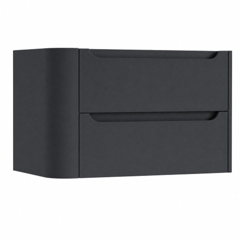 H&R Badmeubelen Juice Wastafelonderkast - 80x45x50cm - linkerhoek afgerond - 2 lades - geïntegreerde greep - Dark blue mat SW1498059