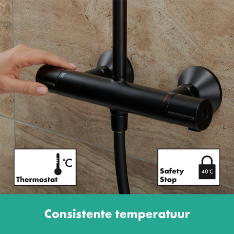 Hansgrohe Vernis Blend - 240 - 1jet - showerpipe - met thermostaat - mat zwart SW803227