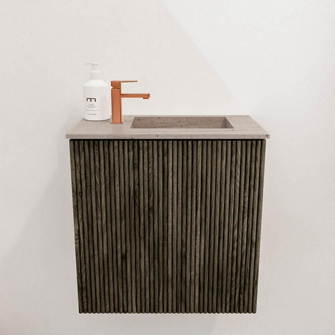 Mondiaz JOYA-DLUX 40cm toiletmeubel - kleur Shadow - Wastafel FAYE positie Rechts 1 kraangat kleur Saba. SW1425089