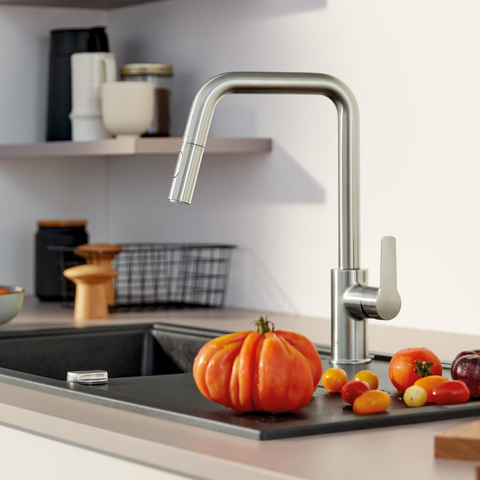 Grohe Start QuickFix Keukenkraan - met uittrekbare handdouche - met dual spray - voorsprong 22.1cm - Supersteel (RVS) SW1028251