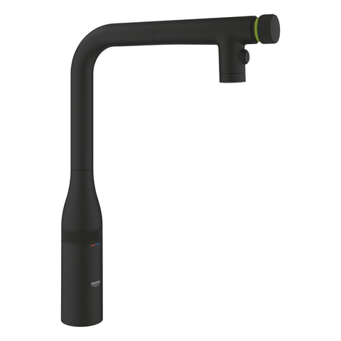 Grohe Essence SmartControl 1-gats Keukenkraan - uittrekbare uitloop - 2 straalsoorten - voorsprong 20.1cm - phantom black (zwart) SW901526