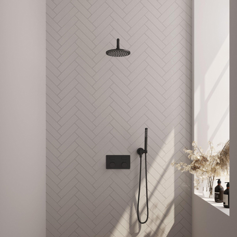 BRAUER Black Carving inbouw regendoucheset – Ø20 cm hoofddouche – 40 cm gebogen wandarm – staafhanddouche – set 51 SW925388