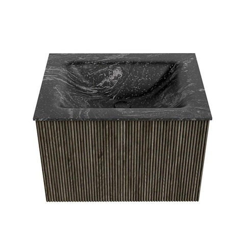 Mondiaz KURVE-DLUX Badkamermeubelset - 60x46x40cm - 1 lade - wastafel solid surface - midden - 1 kraangat - Shadow SW1414632