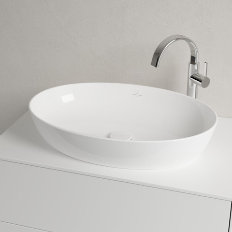 Villeroy & Boch Artis opzetwastafel ovaal - 61x41x12.5cm - zonder kraangat - zonder overloop - zonder plug - White Alpine (glans wit) 1025294