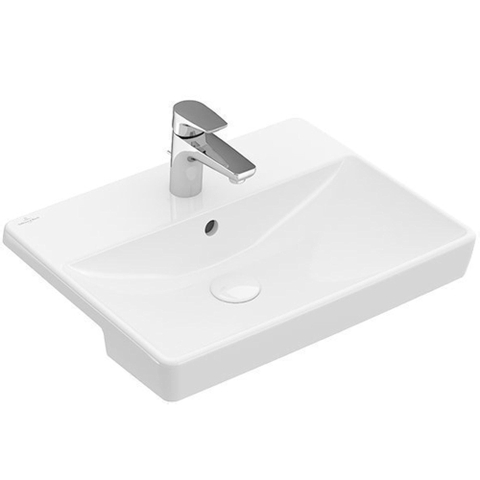Villeroy & Boch Avento voorbouwwastafel - 55x36cm - 1 kraangat - met overloop - White Alpine (glans wit) SW106444