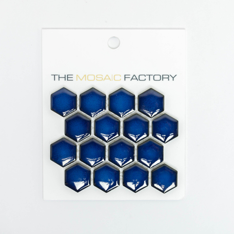 ÉCHANTILLON The Mosaic Factory Barcelona carreau mosaïque 2,3x2,6x0,5cm hexagone porcelaine émaillée revêtement mural pour intérieur et extérieur résistant au gel brillant bleu cobalt SW862000