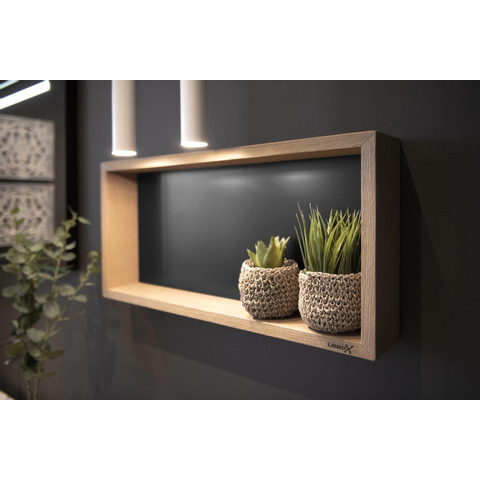 Looox Wood collection Boîte murale 60x30cm avec plaque arrière noir mat chêne noir mat SW73170