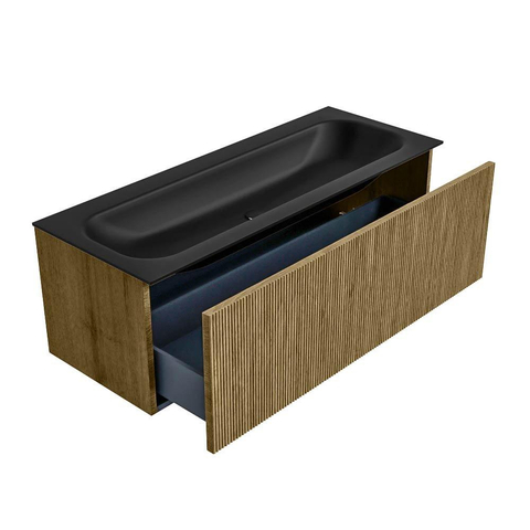 Mondiaz KURVE Ensemble meuble de salle de bains - 120x46x40cm - 1 tiroir - vasque solid surface - centrale - 2 trous de robinet - Dusk SW1414822