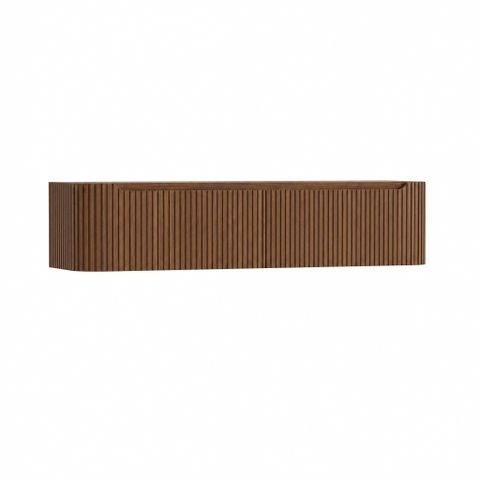 H&R Badmeubelen Juice Wastafelonderkast - 180x45x40cm - afgeronde hoeken - 3D-front - 2 lades - geïntegreerde greep - dark oak SW1259494