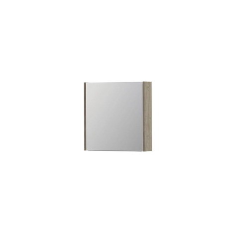 INK SPK1 Spiegelkast - 60x14x60cm - 1 deur - dubbelzijdige Spiegel - schakelaar en stopcontact - MFC Greige eiken SW439835