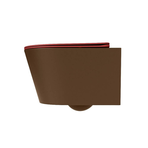 Mondiaz LAVIE hangtoilet – spoelrandloos – 36 x 53 cm – met softclose zitting – Rust (bruin), zitting Fire (rood) SW1208622