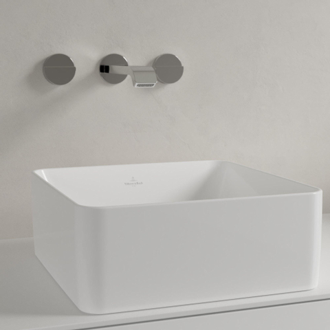 Villeroy & Boch Collaro opzetwastafel vierkant - 38x38cm - zonder overloop - zonder kraangat - White Alpine (glans wit) SW336075