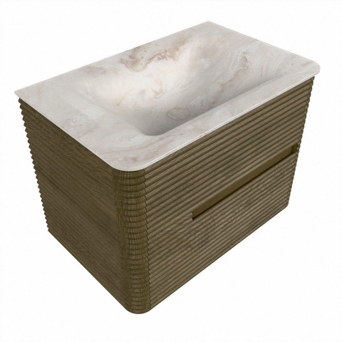 Mondiaz CIRO-DLUX Badkamermeubelset - 70x45x50cm - Solid surface wastafel Frappe - 1 wasbak Midden - zonder kraangaten - 2 lades - Dusk SW1533810