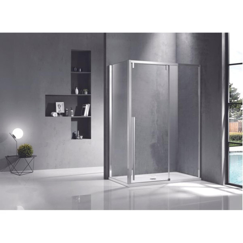Cabine de douche FugaFlow Efficiente Vetro 160x90cm avec porte coulissante en verre de sécurité 8mm avec anti-calcaire argent poli - SW1125994