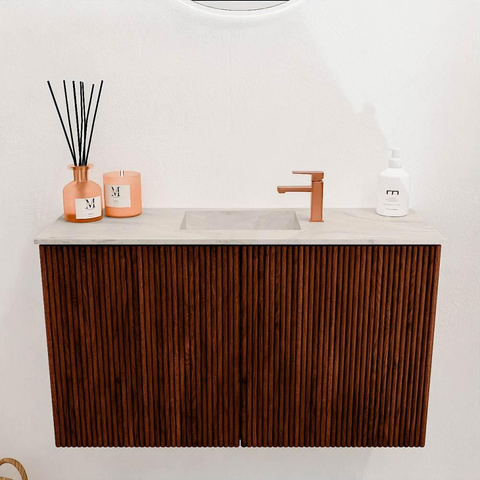 Mondiaz JOYA-DLUX 70cm toiletmeubel - kleur Ruby - Wastafel FAYE positie Midden 1 kraangat kleur Ostra. SW1423773