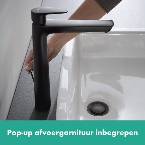 Hansgrohe Talis e 1 greeps wastafelkraan - 240 PopUp - trekwaste - mat zwart SW297635