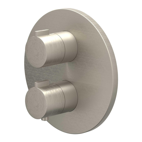 IVY Pact Partie apparente - pour mitigeur thermostatique encastré - 1 robinet d'arrêt - rosace ronde - Nickel brossé PVD SW1031007