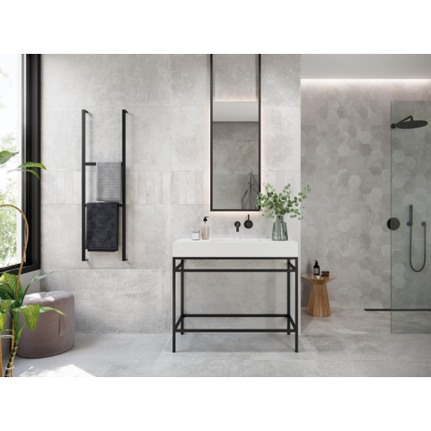 Terravito Calvero wand- en vloertegel - 60x120cm - 9.0mm - Rechthoek - gerectificeerd - Betonlook - mat grijs - Pearl SW1077632
