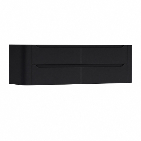 H&R Badmeubelen Juice Wastafelonderkast - 140x45x50cm - afgeronde hoeken - 4 lades - geïntegreerde greep - zwart mat SW1490071