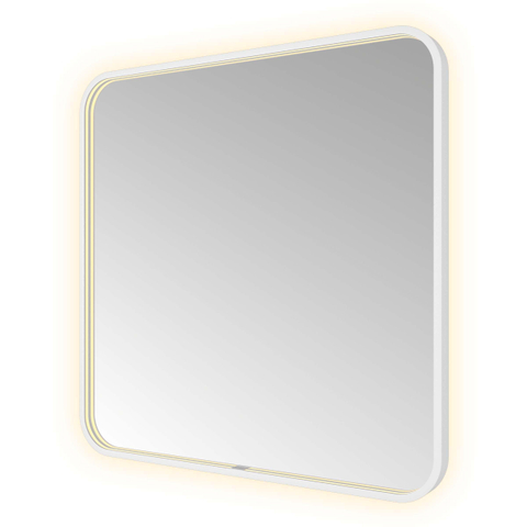 Hotbath &MORE Spiegel - 80x80cm - direct en indirect LED - spiegelverwarming - color changing - dimbaar - met afstandsbediening - mat wit SW1246104