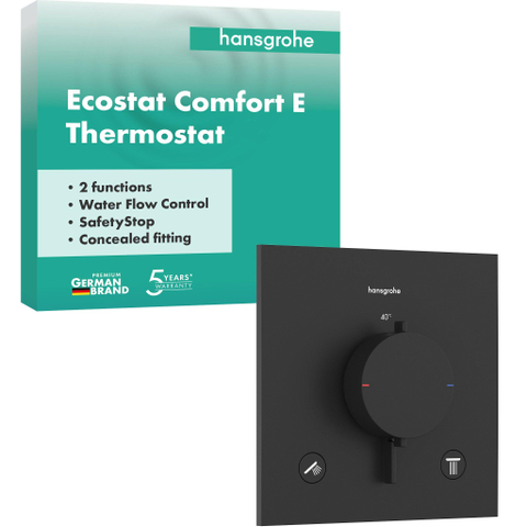 Hansgrohe Ecostat Comfort E mitigeur thermostatique encastré - 2 fonctions - avec partie encastrée - noir mat SW1481450