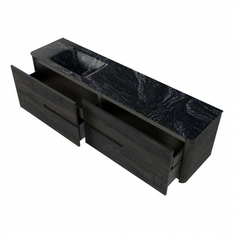 Mondiaz CIRO-DLUX Meuble de salle de bains - 190x45x50cm - lavabo Solid Surface Lava - 1 vasque à gauche - sans trous de robinet - 4 tiroirs - Shadow SW1532407
