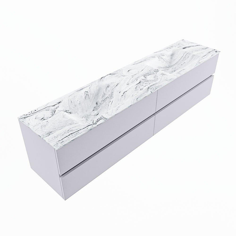 MONDIAZ VICA-DLUX Ensemble meuble de salle de bains - 200cm - meuble bas cale - 4 tiroirs - lavabo encastré cloud double - 2 trous de robinet - version haute 60cm - glace SW1088350