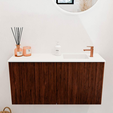Mondiaz JOYA 80cm meuble de toilette - couleur Ruby - Vasque FAYE position Droite 1 trou de robinet couleur Talc SW1421771