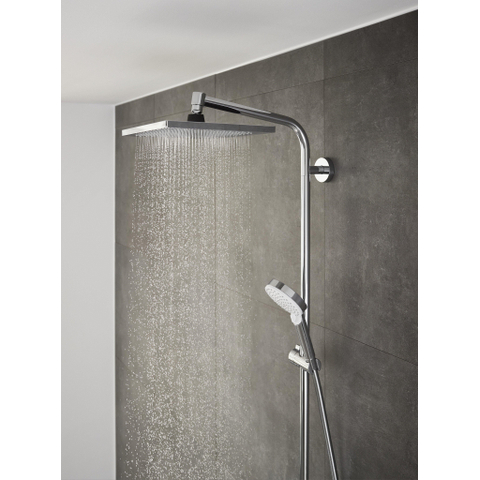 Hansgrohe Crometta e 240 - 1jet - showerpipe: - met Ecostat - 1001 CL douchekraan thermostatischHOH=15cm - met E - 24 - thermostaat - hoogglans chroom SW73205