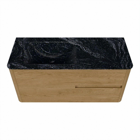 Mondiaz CIRO-DLUX Badkamermeubelset - 110x45x50cm - Solid surface wastafel Lava - 1 wasbak Links - zonder kraangaten - 2 lades - Oak SW1530986
