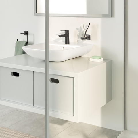 GROHE Start Cube porte-verre - 9.5x10.6x7.2cm - avec verre - noir mat SW1126273