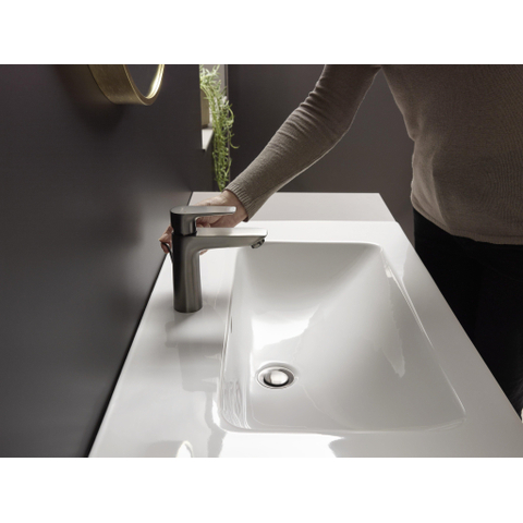 Hansgrohe Talis e 1 greeps wastafelkraan - 110 PopUp - trekwaste - hoogglans zwart chroom SW358789