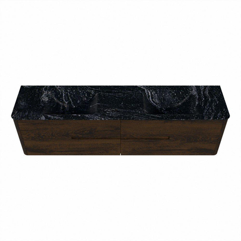 Mondiaz CIRO-DLUX Badkamermeubelset - 190x45x50cm - Solid surface wastafel Lava - 2 wasbak Dubbel - 2 kraangaten - 4 lades - Walnut SW1530189