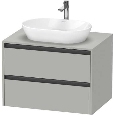 Duravit Ketho.2 Wastafelonderbouwkast - inclusief consoleplaat - met 2 laden - 80x55x56.8cm - met handgrepen antraciet - betongrijs mat SW771878