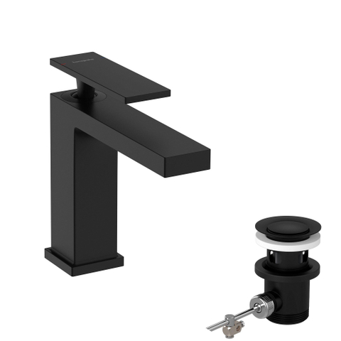 Hansgrohe Tecturis E Eengreeps wastafelkraan - 110 met PopUp - trekwaste - mat zwart SW918306