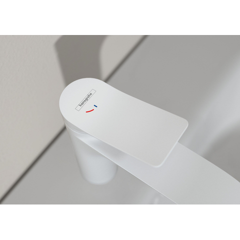 Hansgrohe VIVENIS 1 greeps wastafelkraan - 110 - coolstart - met trekwaste - mat wit SW699929