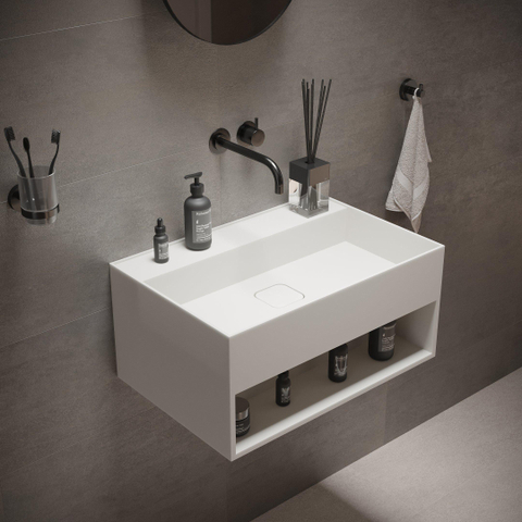 Ideavit SolidBliss Wastafel 60x40x28cm 0 kraangaten Solid surface mat wit SW450869