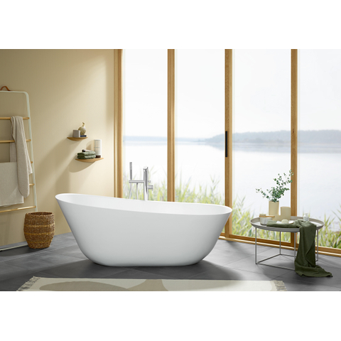 Villeroy & Boch theano vrijstaand duobad - 175x80cm - kunststof quaryl ovaal - Stone White (mat wit) SW453778