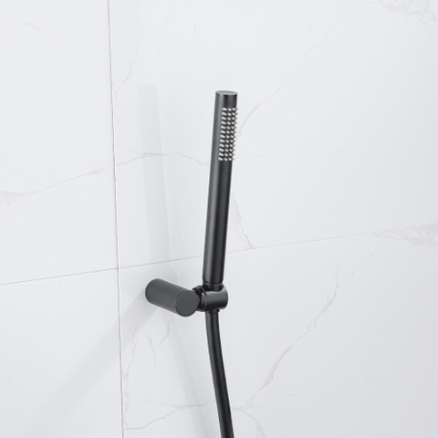 FugaFlow Eccelente Sobrado Ensemble de douchette avec douchette à main, support et flexible lisse Noir SW1124064