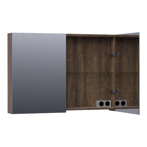 BRAUER Impress armoire de toilette – 99 x 70 x 15 cm – 2 portes, portes-miroir double face – Grove (noyer) SW392955
