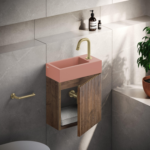 Clou Flush 3 lave-mains 36x18cm avec trou de robinet à droite céramique rose mat SW795717