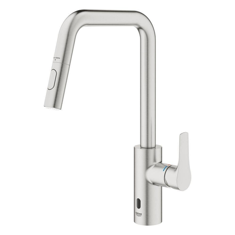 Grohe Eurosmart Mitigeur d'évier - haut - bec pivotant - Supersteel (aspect inox) SW1234867