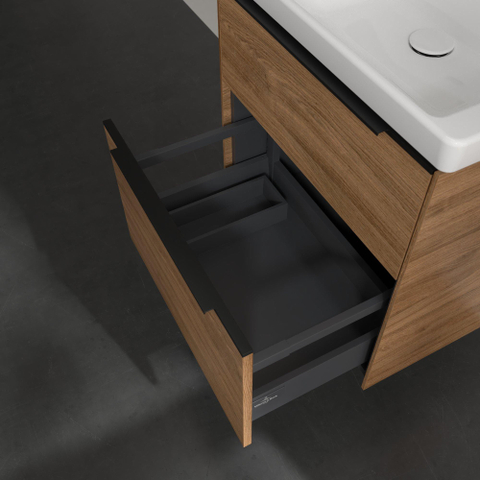 Villeroy & Boch Subway 3.0 Wastafelonderkast - met verlichting - 2 uittrekladen - 572x576x478mm - Oak Kansas (mat hout) SW881536