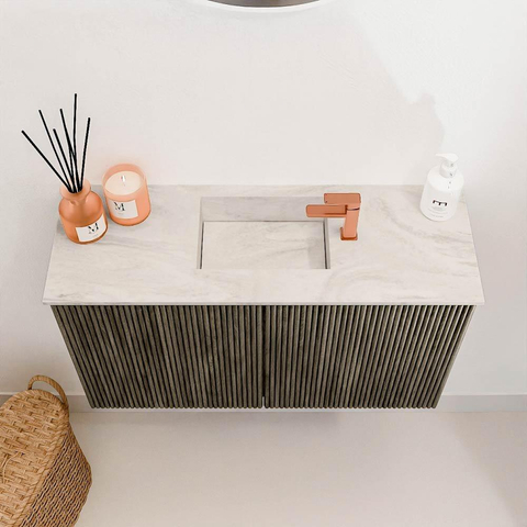 Mondiaz JOYA-DLUX Meuble de salle de bains 70cm - couleur Shadow - Vasque FAYE position Milieu 1 trou de robinet couleur Ostra. SW1422997