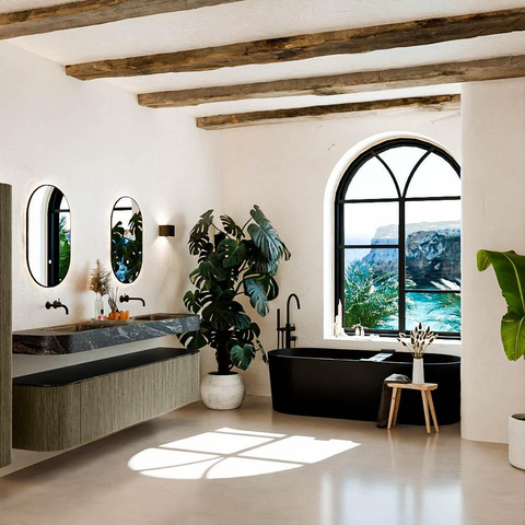 MONDIAZ THOR-DLUX 200cm meuble de salle de bains arrondi gauche + droite couleur Shadow avec 2 tiroirs et 2 portes. Vasque suspendue CLOUD Double sans trou de robinet couleur Lava. SW1467039